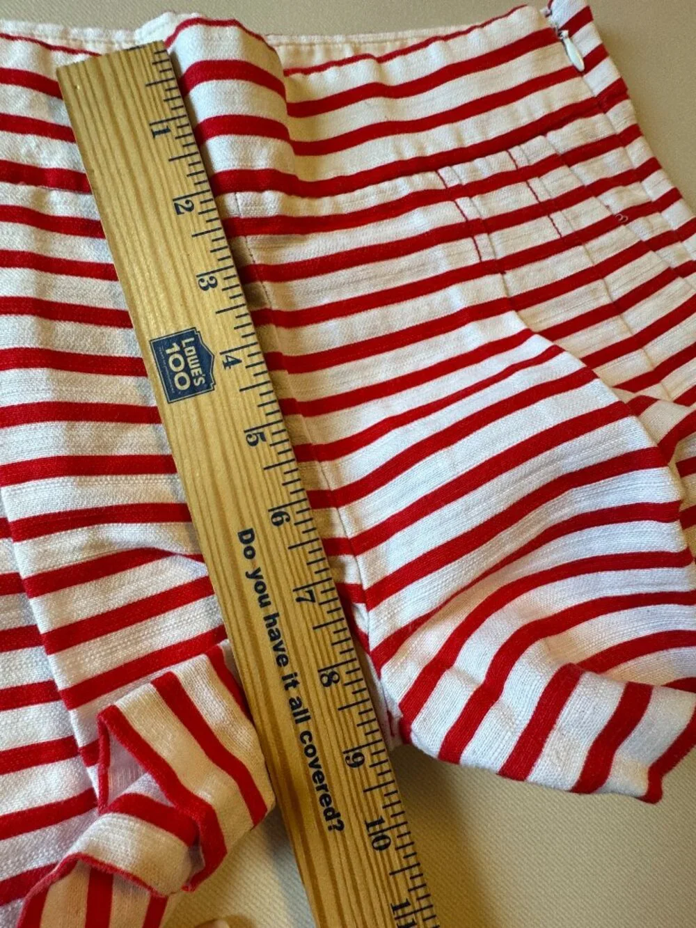 J.Crew Shorts Sz 00 Red White Stripe Pockets Linen Blend Nautical Prep